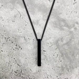 Men’s Stainless Steel Bar Chain Necklace Silver, Black 21.5”